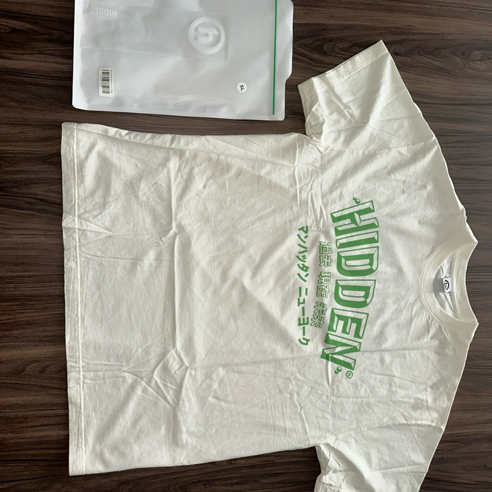 Hidden NY Wavy 3D Block Tee - White XL - Made in USA - Rare Streetwear
